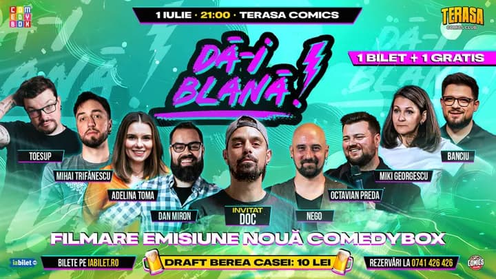 Dă-i Blană! Spectacol de comedie pe terasa ComicsClub! - invitat DOC