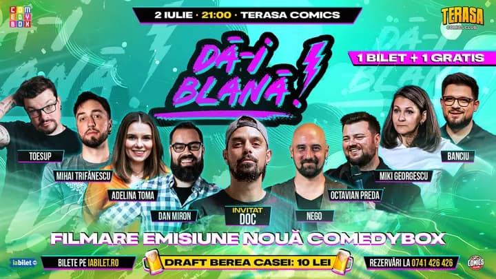 Dă-i Blană! Spectacol de comedie pe terasa ComicsClub! - invitat DOC