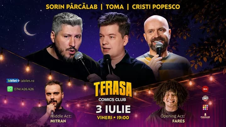Stand-up cu Cristi Popesco, Toma, Sorin și Mitran pe Terasa ComicsClub!
