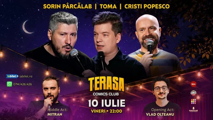 Stand-up cu Cristi Popesco, Toma, Sorin și Mitran pe Terasa ComicsClub!