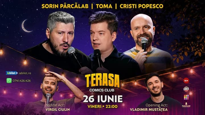 Stand-up cu Cristi Popesco, Toma, Sorin și Virgil pe Terasa ComicsClub!