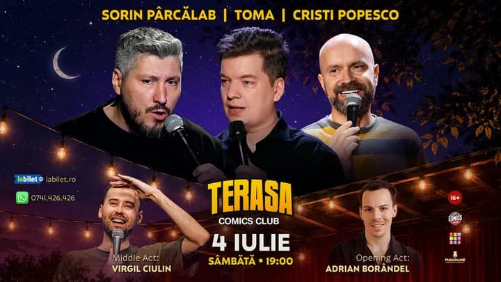 Stand-up cu Cristi Popesco, Toma, Sorin și Virgil pe Terasa ComicsClub!