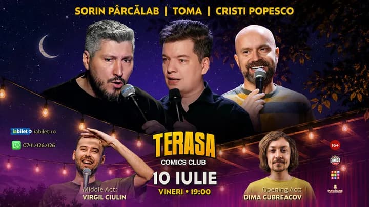 Stand-up cu Cristi Popesco, Toma, Sorin și Virgil pe Terasa ComicsClub!
