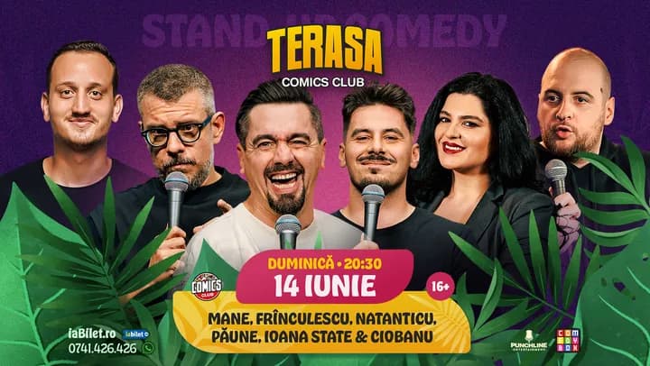 Stand-up cu Natanticu, Ciobanu, Frînculescu, Mane Voicu, Ioana State și Păune pe Terasa ComicsClub!