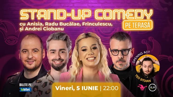 The Fool Terasa: Stand-up comedy cu Bucălae, Frînculescu, Anisia și Andrei Ciobanu