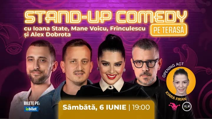 The Fool Terasa: Stand-up comedy cu Ioana State, Mane Voicu, Frînculescu și Alex Dobrota