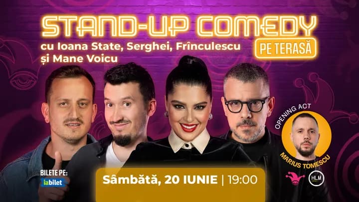 The Fool Terasa: Stand-up comedy cu Mane Voicu, Ioana State, Serghei și Frînculescu
